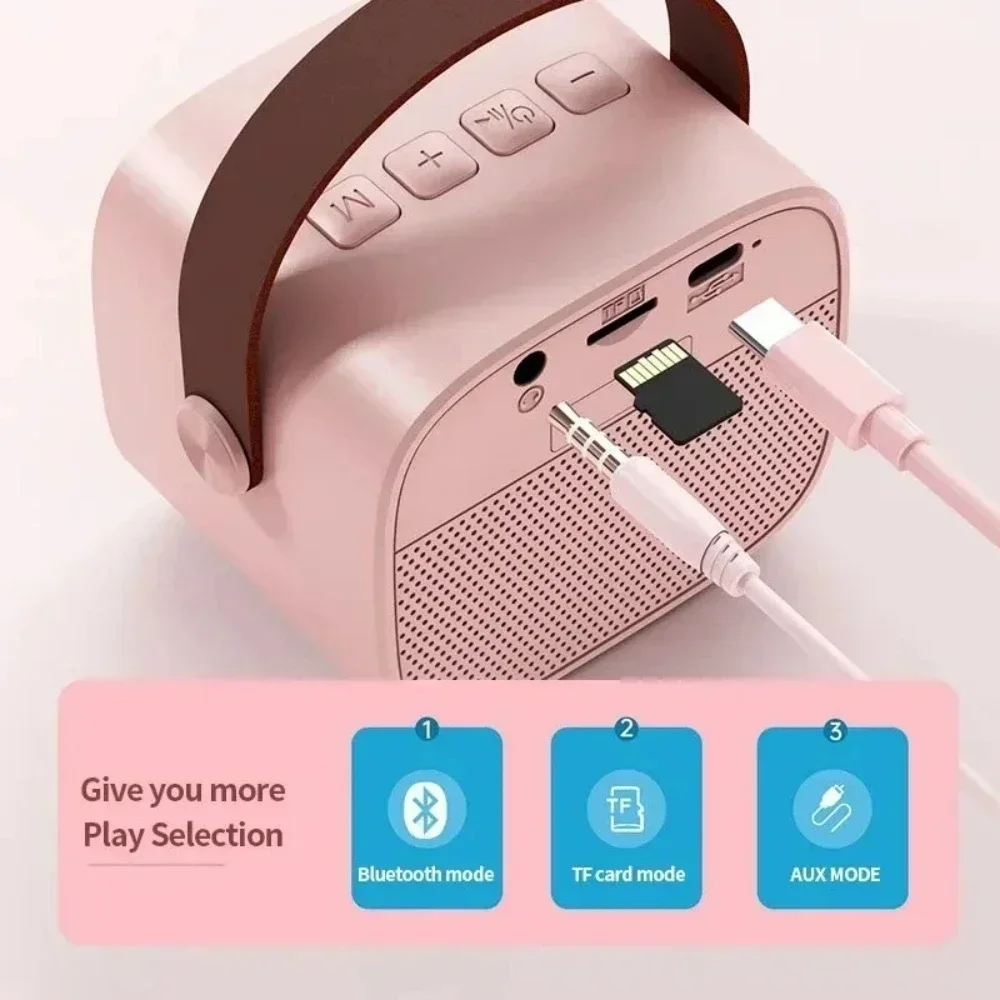 Wireless Dual Microphones Karaoke Machine KTV DSP System Bluetooth Speaker HIFI Stereo Surround For Kids And Adults Party Gift