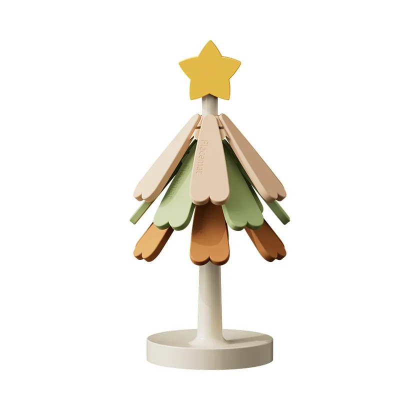 Hot Four Layer Silicone Tree Trivets Heat Resistant Table Mat Coaster Anti Scald Pot Mat Creative Home Decoration Festival Gift