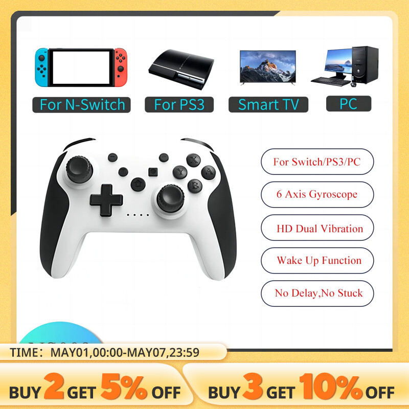 GAMINJA NS009 Bluetooth Game Controller Wireless Gamepad For Nintendo Switch Console PS3 PC Windows 7 10 Dual Vibration Joystick