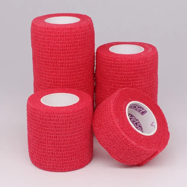 1/6/12/24/32 Red Gauze motion Bandage Self-adhesive Breathable Elastic Bandages for Sports Fixing Finger Wrist Leg 3