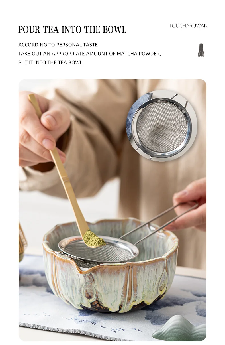 Petal Matcha Set 8 Pcs KilnChange Glazed Matcha Kit with Matcha Bowl Whisk Spouted Tools Handcrafted Ceremony luxury Gift Box