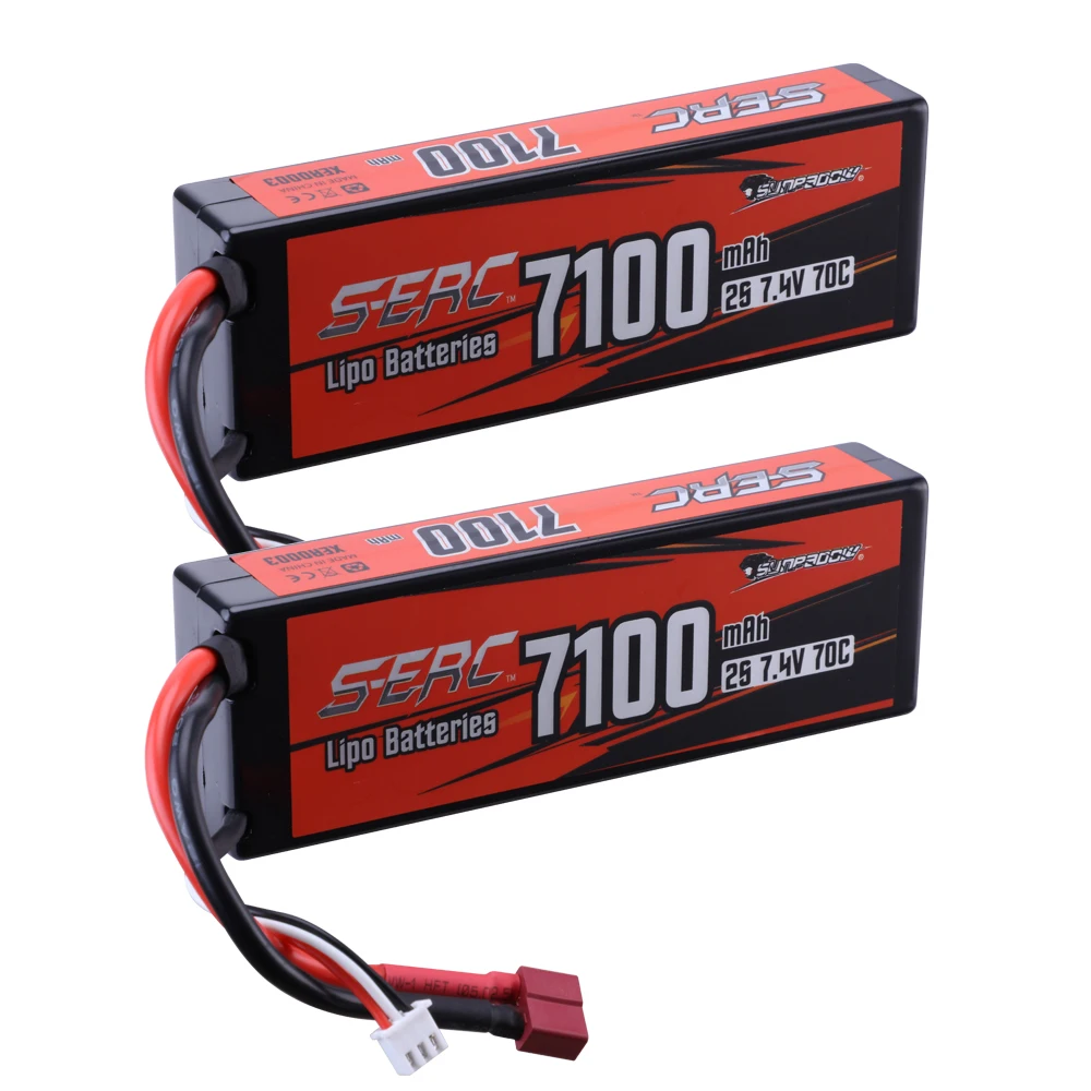 Sunpadow 2s 7.4vリポバッテリー7100mah 70Cハードケースとt