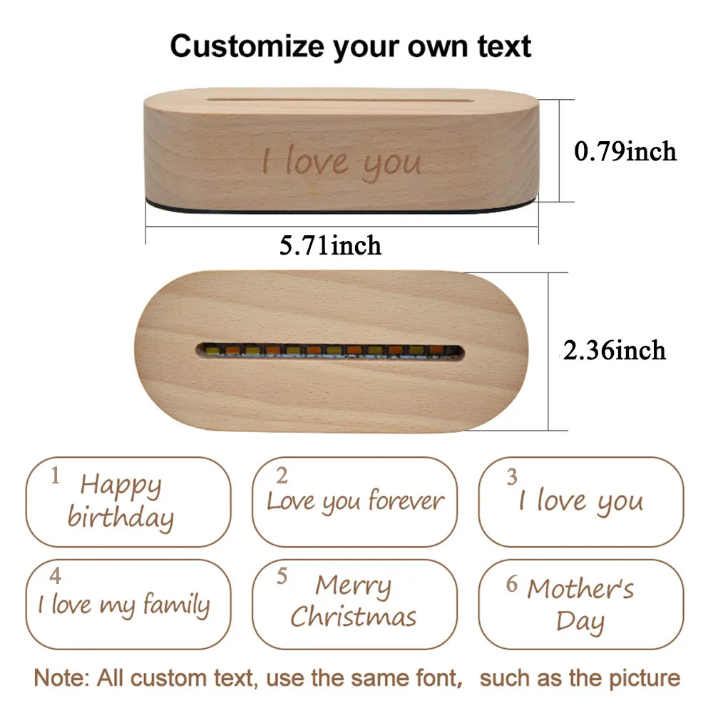3D Photo Lamp Custom Photo And Text Engrave Wooden Base Customized Valentine's Day Wedding Anniversary Birthday 3D Lamp Gifts - Image 6
