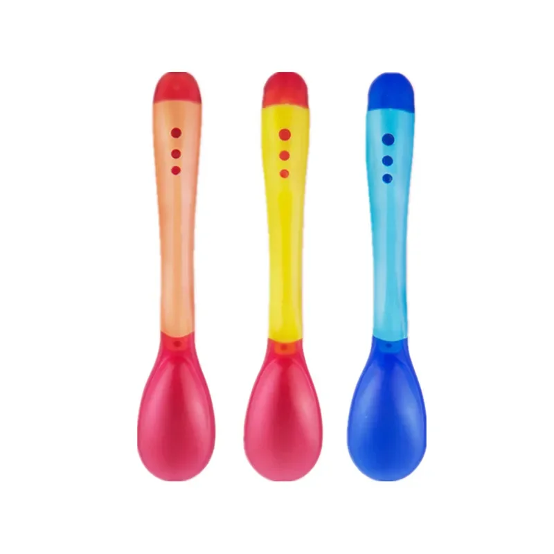Fork Spoon Set Baby Cutlery Baby Temperature Sensing Spoon Fork Set for Newborn Children Safety Flatware Solid Feeding Anti Scald