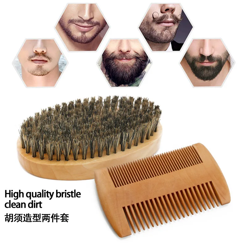 Deluxe Soft Boar Bristle Beard & Mustache Grooming Kit with Gift Bag