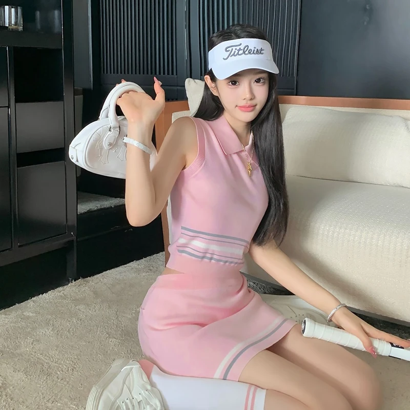 Golf Women's New Summer Sleeveless Knitted Top Quick Drying High Quality Fashion Versatile Short Skirt Outdoor Leisure Sports