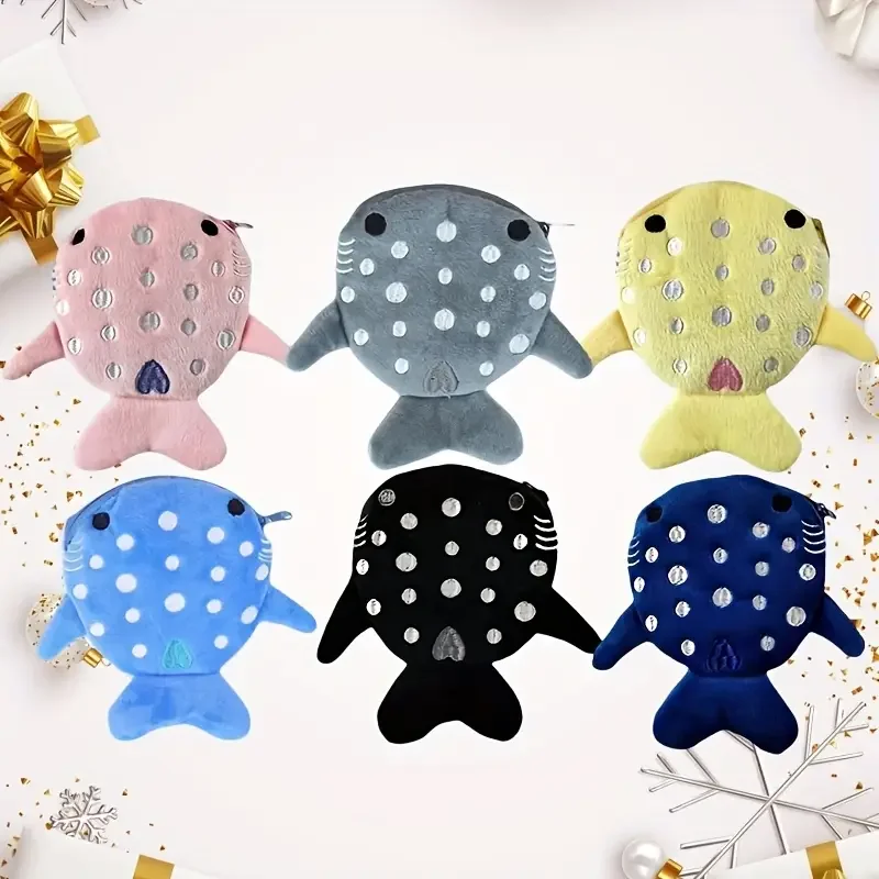 Fashion Cute Blue Shark Mini Whales Coin Purse Plush Zipper Coin Wallet Designer Women's Small Change Bag Key Earphone Pouch coin purse coin wallet plush coin purse change bag