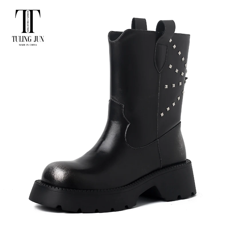 

TULING JUN 2023 New Autumn And Winter Short Women's Boots Rounded Toe Medium Heel Fashion Comfort Casual Shoes For Women L