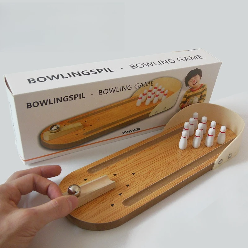 Games for Children Mini Bowling Tabletop Game Children's Educational Innovation Toys Solid Wood Table Entertainment Sports