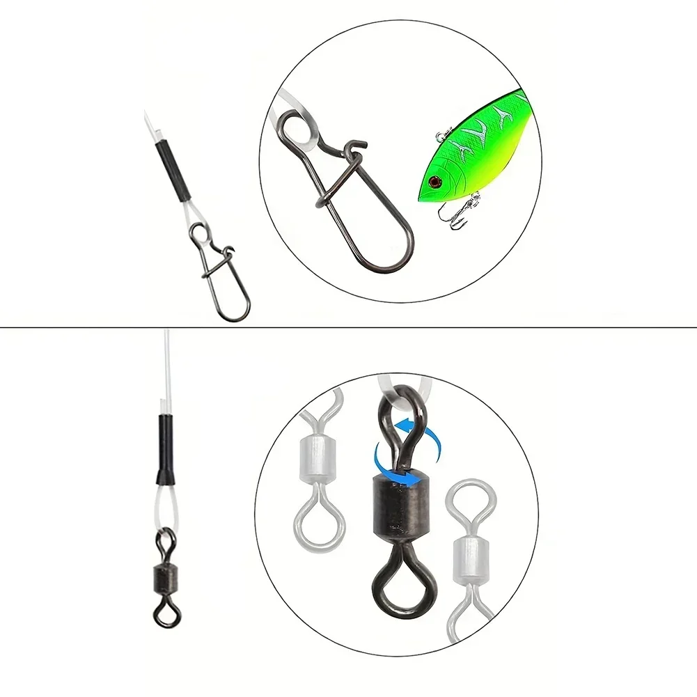 Carbon Fiber Fluorocarbon Fishing Leader Set High-Strength Lines With Swivels Snaps Abrasion-Resistant Fishing Leader Line Parts 3