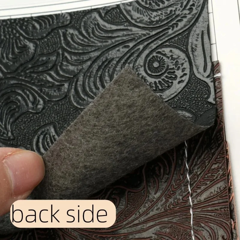 Vintage Floral Texture Non-Adhesive Faux Leather Fabric for Crafting and Decoration