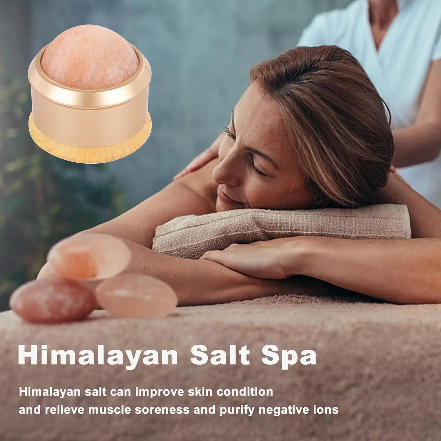 Acrylic And Wood Massage Salt Ball Ice Roller Neck Cervical Jade Scraping Massage Roller Massager Easy Use For Daily Skin Care