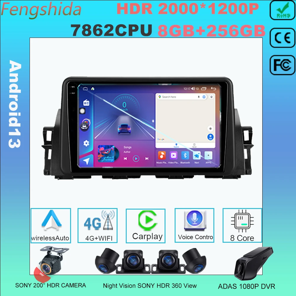 Android 13 Per Renault Kiger 2021 Autoradio Nettore Video Multimedale Navigazione Adattatore Wireless Automatico 7862Cpu Dvd Bt