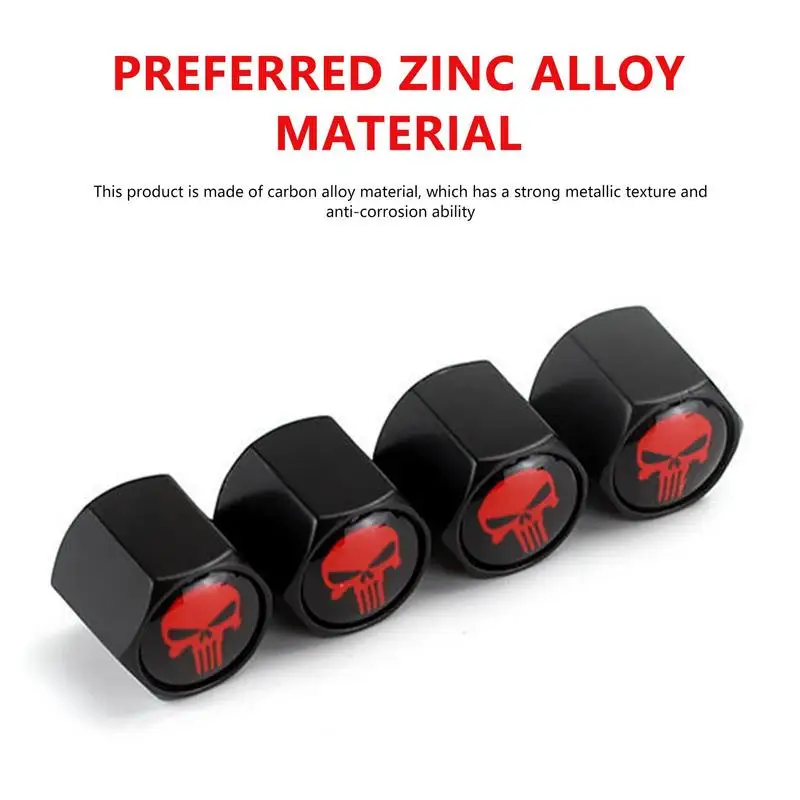 4 Pcs/Set Car Tire Valve Caps Skull Wheel Valve Caps Auto Tyre Air Valve Stem Caps Dust Cover Car Vehicles Motorcycles Styling