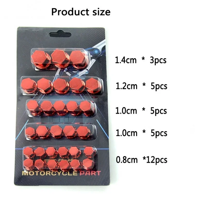 Motorcycle Screw Caps 30pcs Colored Nut Covers For Motor Scooters Electric Car 1.4/1.2/1/0.8CM