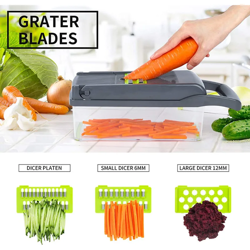 14pcs ABS Vegetable Grater Set, Multifunction Veggie Slicer For Kitchen