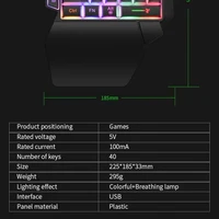 35keys One Handedly Single Hand Mini Gaming Keyboard Usb Ultra-slim Wired Backlight Keyboard for Laptop Desktop PC Smartphone 5