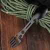 1PC 8in1 Multifunctional Whistle Knife Outdoor Camping Survival Spork Kitchen Multifunctional Wrench Bottle Opener Spoon 1