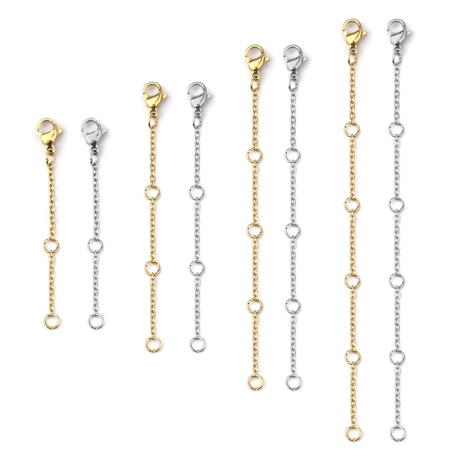 5stripSetStainlessSteelExtensionChainLobsterButtonBuckle