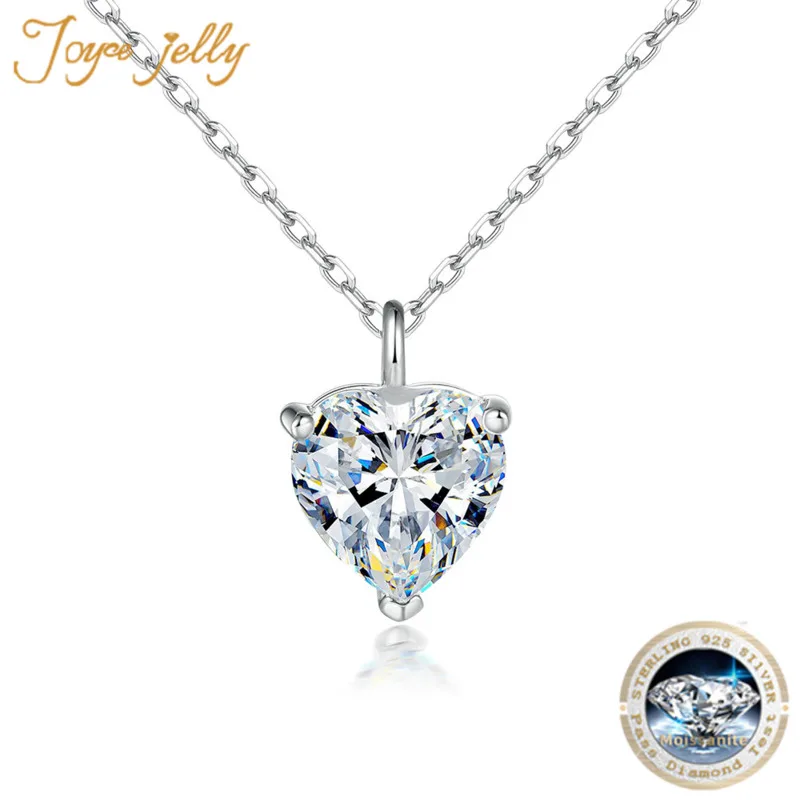 

Solid S925 Sterling Silver Pendant Necklace 2CT VVS1 D Color Heart Shape Real Moissanite Diamond For Women Wedding Proposal