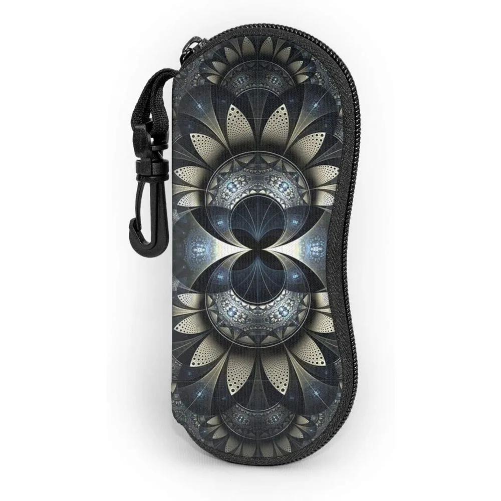 

Mandala Flower Glasses Case Pouch Prints Zipper Soft Eyewear Storage Box Outdoor Travel Portable Anti-Pressure Sunglasses Bag