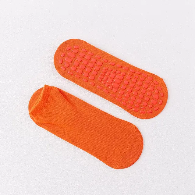 1Pair Women Yoga Cute Elasticity Socks Silicone Non-Slip Floor Socks Cotton Breathable Sport Boy Girl Trampoline Toddler Socks Orange