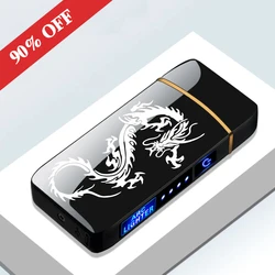 Hot 90% Strong Discount Windproof Metal Lighter Double Arc Flameless Plasma USB Lighter Outdoor Kitchen Cigar Men's Gift Lighter