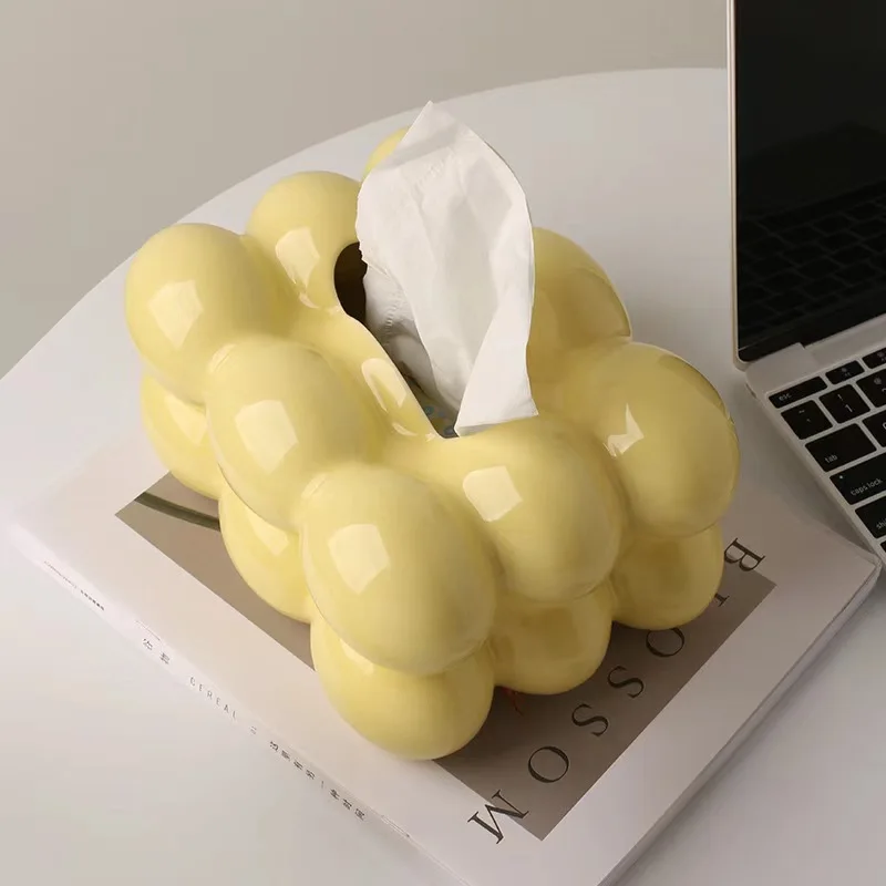 VEEHOME silvering Creative ceramic tissue box, egg-shaped tabletop decoration, light luxury decoration,living room paper box, 4