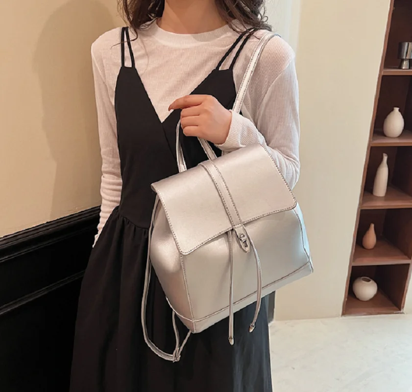 New Fashion Women High Quality Leather Backpacks Large Capacity Travel Shoulder Bags School College Book Bag For Girls Totes