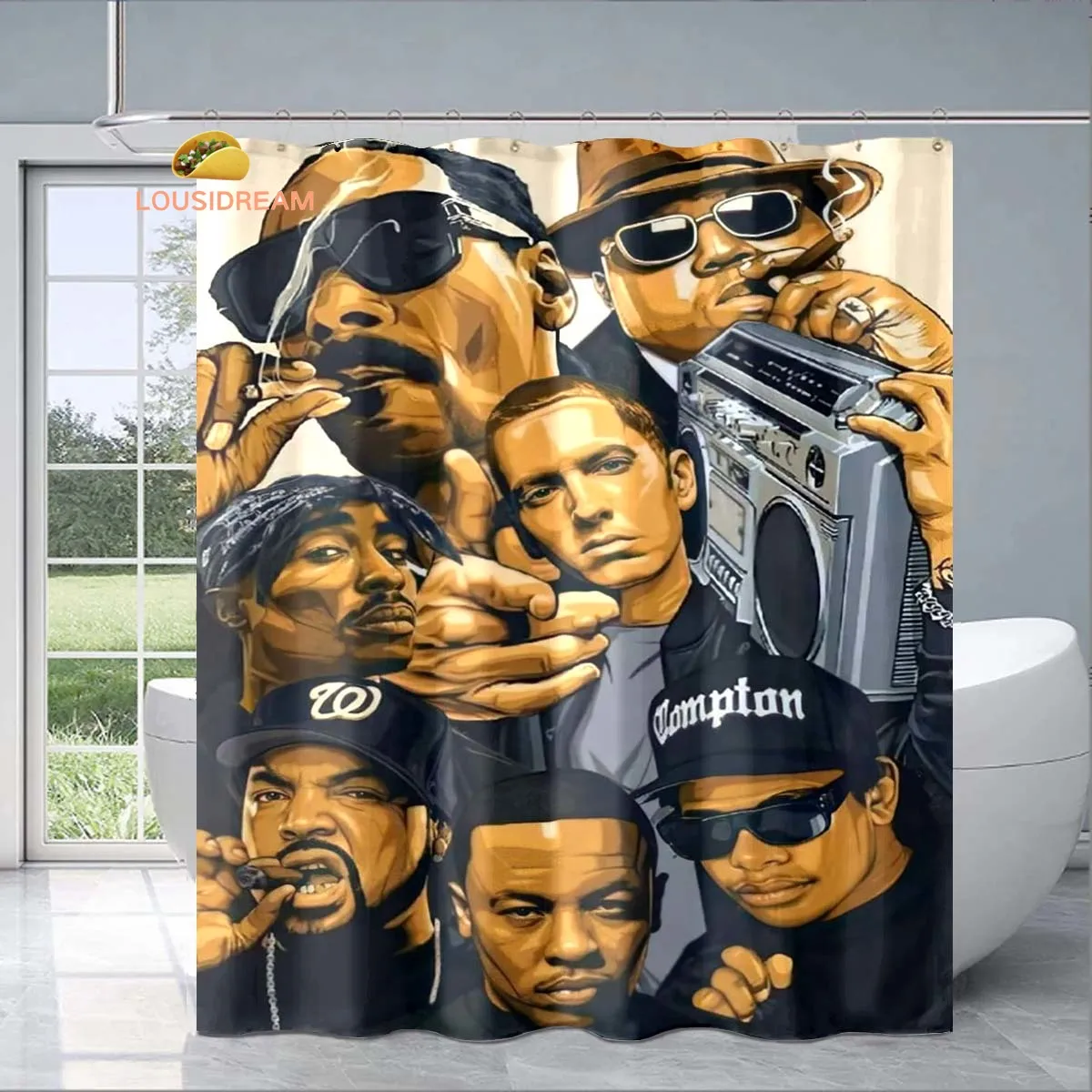 

Hip Hop Star Exquisite Shower Curtain Fashionable Decorative Gift for Adult Children's Bathroom Waterproof and Mildew-proof