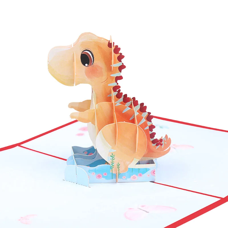 3D Dinosaur Pop Up Greeting Card with Envelope Mother's Day Thank You Card Baby Valentine Wedding Invitation Birthday Gift