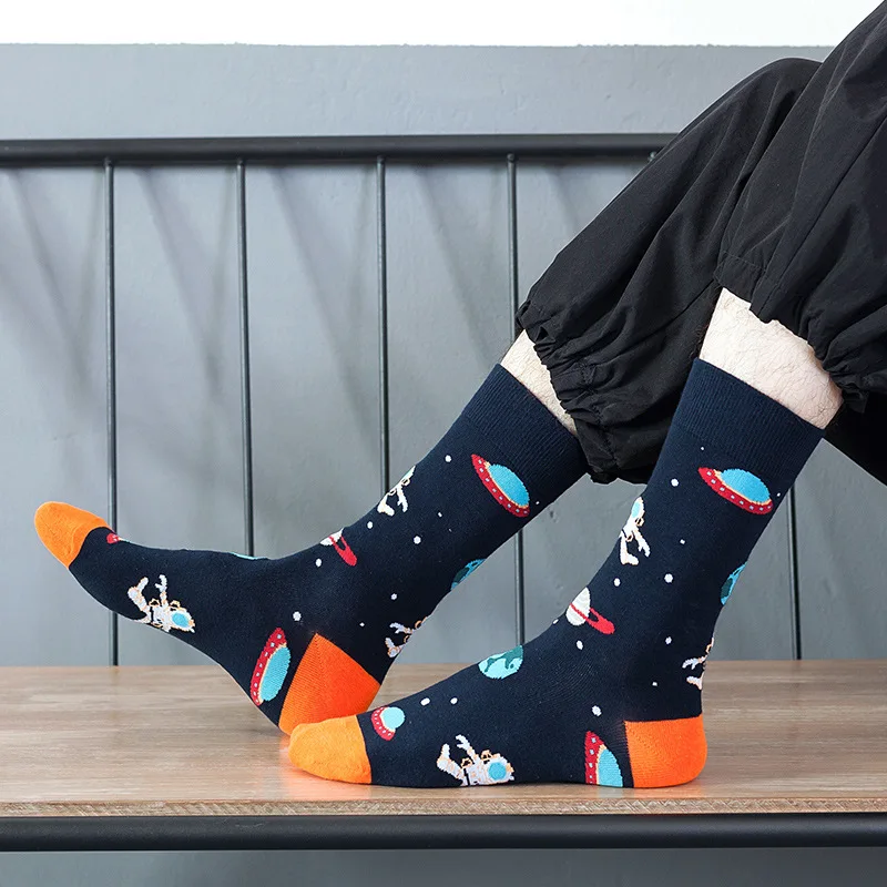 8 Pairs Novelty Fashion Happy Men and Women Casual Socks Funny Space Grid dots Crew Socks
