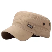 

Spring And Autumn Washed And Worn Old Military Hats Men's Outdoor Cotton Flat Cap Slub Fabric Faded Hat Vintage Flat Top Cap