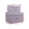Washable Cotton Linen Fabric Folding CD Storage Box Foldable Bins Toys Organizer With Lid Storage Basket Laundry Basket 6