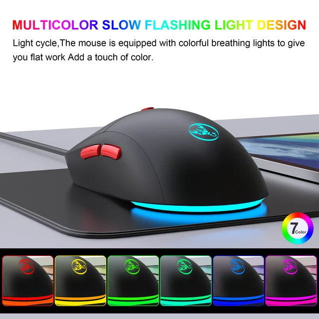 Rechargeable 2.4G USB Wireless Mouse  Adjustable 3600dpi 7 Colors RGB Comfortable Mice for Home Office Laptop Computer Gamer 2