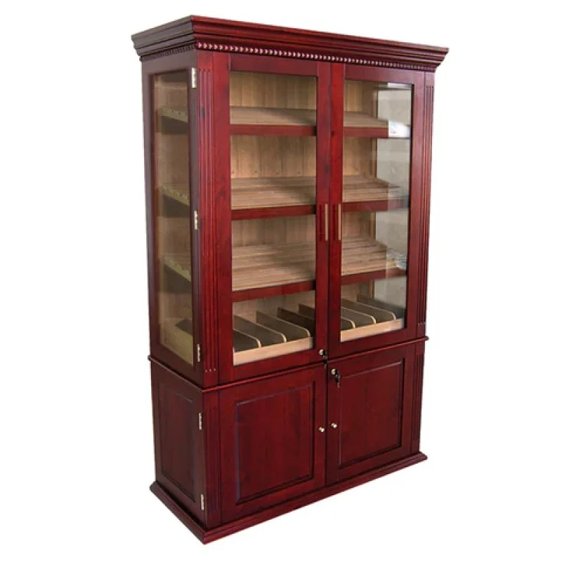 

Custom, Large Capacity 4000 Ct Double By Cigar Showcase With Led Light Wooden Cigar Humidor Display Box Cabinet