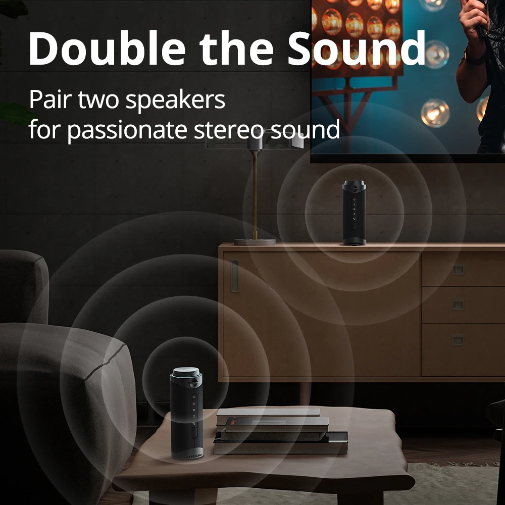 Głośnik Bluetooth Tronsmart T7 z dźwiękiem przestrzennym 360 stopni, 5.3 Bluetooth, trybami LED, prawdziwym bezprzewodowym Stereo, aplikacją