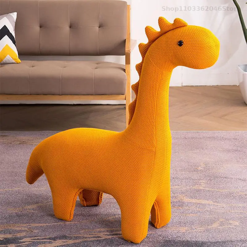 Children's Knitted Dinosaur Sofa Chair Cartoon Animal Seat Giraffe Sitting Stool Baby Ornaments for Living Room