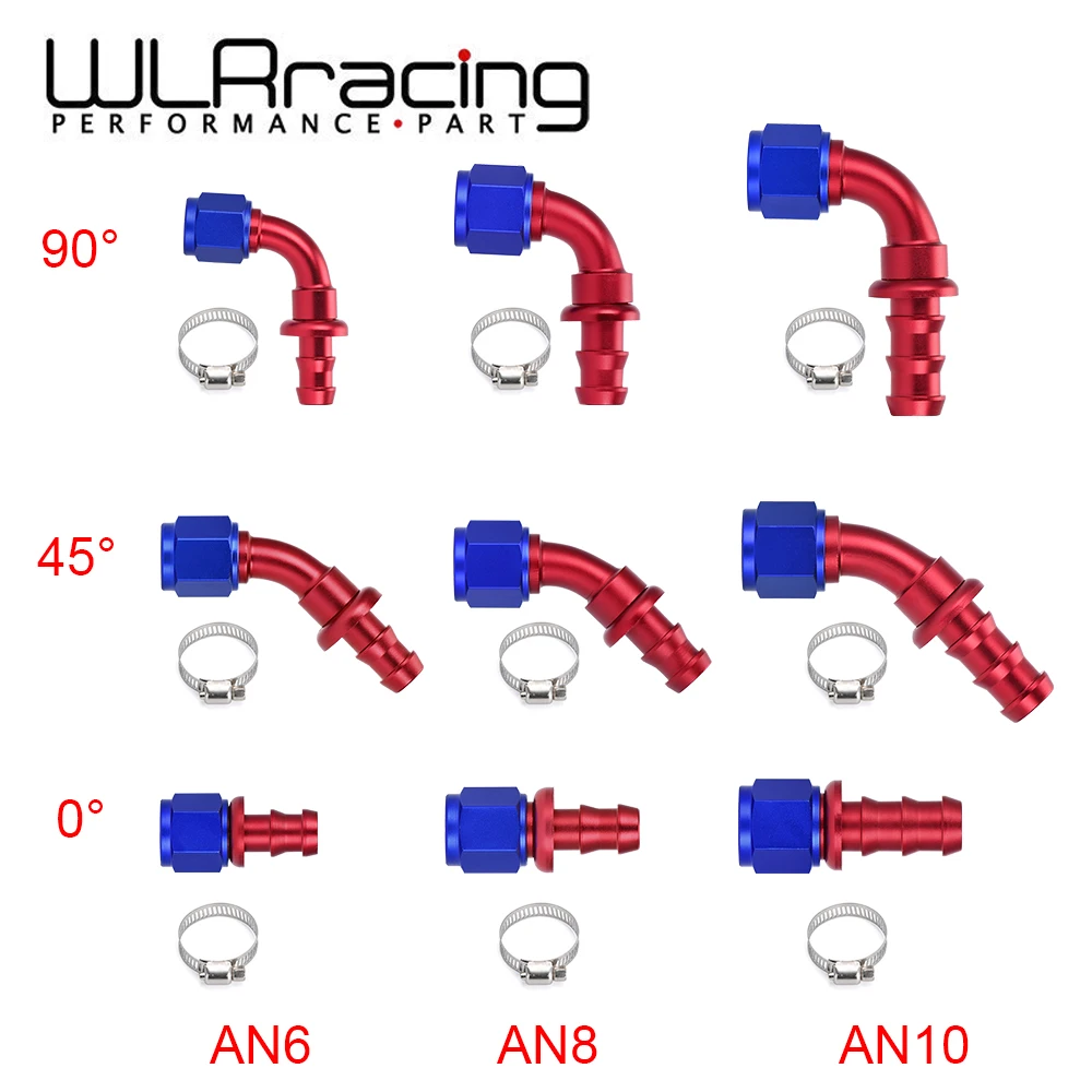 Raccord Universel Aluminium AN8 - Angles 0°, 45°, 90°, 180° - Pour Tuyau Carburant, Huile, Eau, Air - Push Lock
