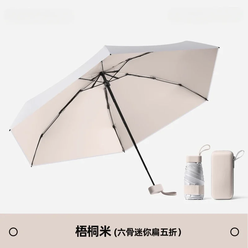 Pocket Mini UV Umbrella For Women Titanium Silver Sun UPF50+ Protection Capsule Compact Lightweight Folding Rain Umbrellas