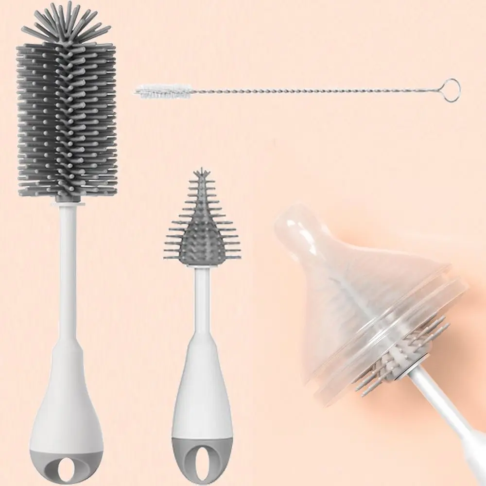 360 Degree Rotation Baby Bottle Brush Set All-Round Hanging Hole 3 in 1 Pacifier Cleaning Kits Heat-resistant Anti-slip cleaning brush bottle cleaning brush bottle brush cleaning brush set