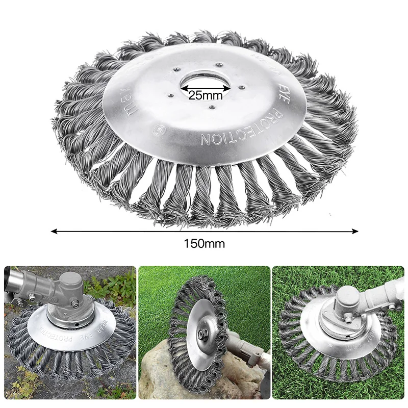 150mm/200mm Steel Wire Weed Brush 6 /8 Inch Grass Trimmer Head Trimmer Grass Brush Cutter Dust