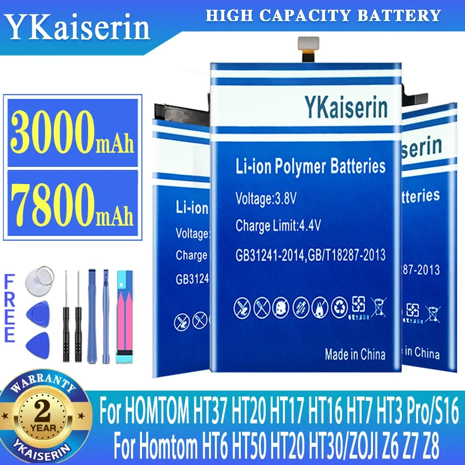Batteria Ykaiserin Per Homtom Ht37 Ht20 Ht17 Ht16 Ht7 Ht3 Pro Per Homtom Ht6 S16 Ht50 Ht20 Ht30 Zoji Z6/Zoji Z7/Zoji Z8 Batteria