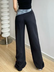 Loose WOMENGAGA Spicy Girls and Versatile High Waist Wide Leg Jeans Women's Design Sense Colorful Straight Leg Pants DR8C