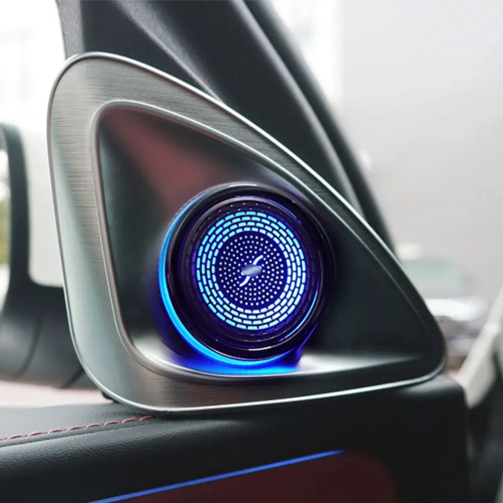 64 색상 메르세데스 벤츠 C GLC E S 클래스 W205 W213 W222 X253 W177 RGB LED 빛나는 자동차 스피커 경적 수리 용 4D 회전 트위터
