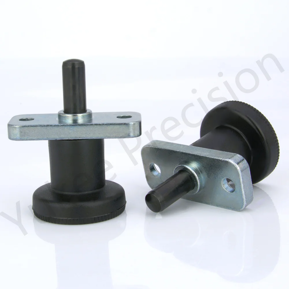 YK232 직경: 6mm/8mm 인덱스 플런저 아연 합금 바디 풀 플라스틱 손잡이 고정 플레이트 플랜지가 있는 개폐식 스프링 인덱스 플런저