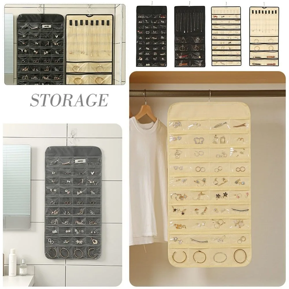 

Подвесная сумка для хранения, большая двухсторонняя сумка для хранения, органайзер для ожерелья, вешалка для ожерелья, держатель для ювелирных украшений