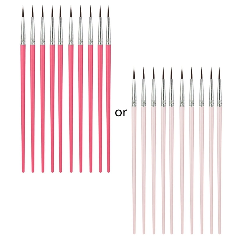 

10 шт., кисти для рисования с ручной росписью, наборы кистей для художественных красок, нейлоновые кисти для волос художника,