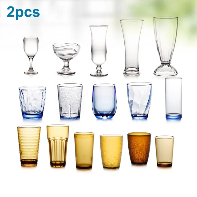 Plastic Tumblers Drinking Glasses Set of 2 Clear,Acrylic Cups For