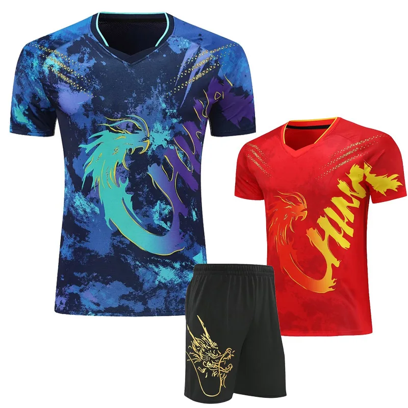 Custom Text Logo CHINA Dragon TEAM Table Tennis shirts shorts for Men Women Children tennis pingpong tshirt table tennis shirts